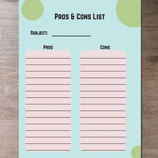 A written comparison of pros and cons.