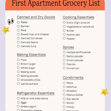 A collection of items presented as shopping essentials.