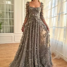 An elegant dress worn at an evening party