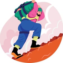 A person carrying a heavy burden.