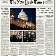 Printed newspaper showing a published article