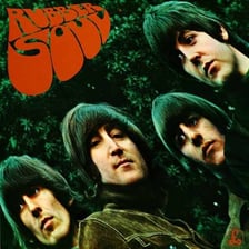 The Beatles album covers for Help! and Rubber Soul.
