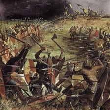 A chaotic close-quarters battle involving multiple fighters.