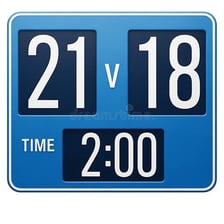 A close sports game shown on a scoreboard late in the contest.
