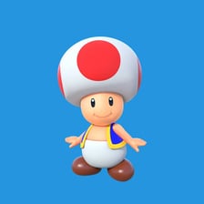 Toad from Mario Kart wearing his recognizable mushroom-shaped cap