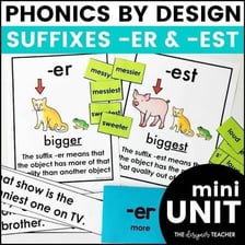 An educational illustration showing an adjective formed with the suffix -est.
