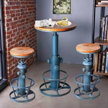 A tall stool positioned at a bar counter