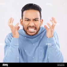 A person showing annoyance or irritation.