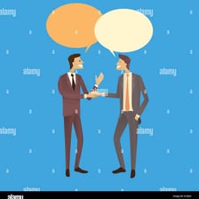Two people having a conversation and signaling agreement.