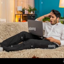 A person showing mild frustration or disappointment
