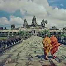 The stone towers of Angkor Wat in Cambodia.