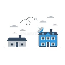 A simple comparison showing one object extending farther across than another