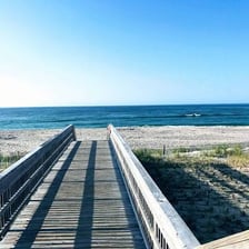 A summer beach scene on Fire Island, New York.