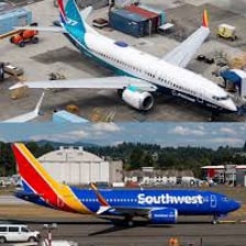 A Southwest Airlines passenger airplane at an airport.