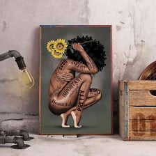 A woman portrayed in an empowering body-positive artistic scene
