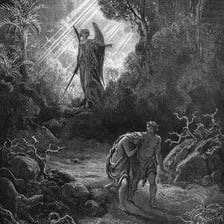 An illustration depicting the lush Garden of Eden.