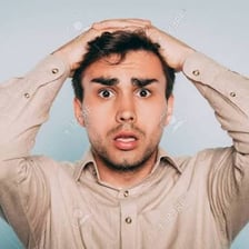 A person showing a worried, dismayed reaction