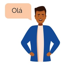 A sign displaying the Portuguese greeting Olá