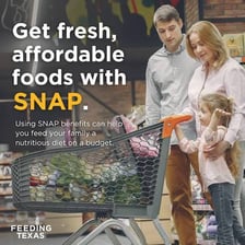 A shopper using a benefits card to buy groceries.