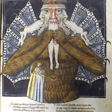 An illustration of Satan as depicted in Dante’s Inferno.