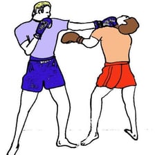 A boxer throwing a quick straight jab.