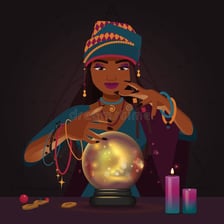 A seer looking into a crystal ball