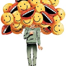 A person laughing in response to an implausible idea