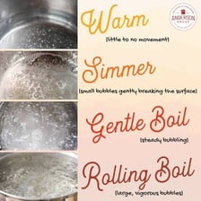 A pot of soup producing small bubbles while simmering