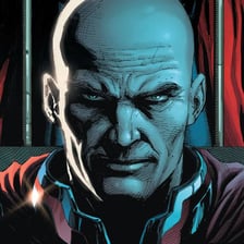 An illustration of Lex Luthor, Superman's bald-headed comic-book villain