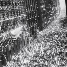 Paper strips falling during a ticker-tape parade