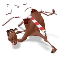 A camel carrying straw, illustrating the last straw idiom