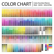 A chart pairing hexadecimal color codes with corresponding color swatches