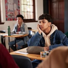 Teenage students in a high school classroom