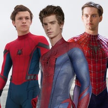 Tom Holland and Andrew Garfield in their Spider-Man roles.