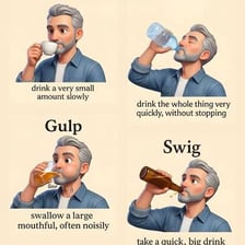 A person taking a small sip from a drink