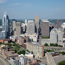 The Cincinnati skyline along the Ohio River