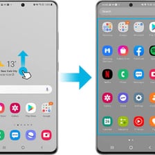 A Samsung Galaxy smartphone displaying a group of app icons.
