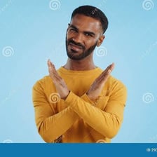 A person shaking their head to indicate no