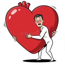 A cartoon depiction of a sentimental person becoming emotionally soft