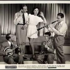 Jazz clarinetist and bandleader Artie Shaw performing.