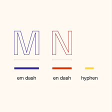 A typographic comparison of an em dash and an en dash.