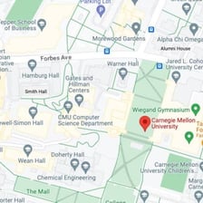 A map showing the direction from Carnegie Mellon University toward Penn State
