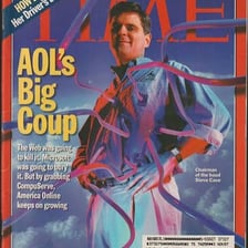 A 1997 *Time* magazine cover featuring Steve Case and AOL.