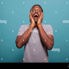 A person showing surprise and astonishment.