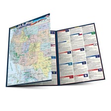 An open atlas displaying geographic maps