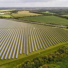 Solar panels generating electricity as an example of renewable power