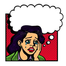 A person sighing with a wistful expression.