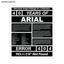 A specimen showing the Arial typeface.