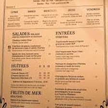 A menu displayed at a French brasserie.