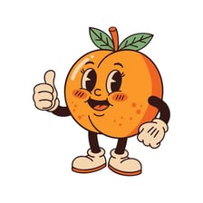 A peach and a thumbs-up symbol used to suggest feeling fine